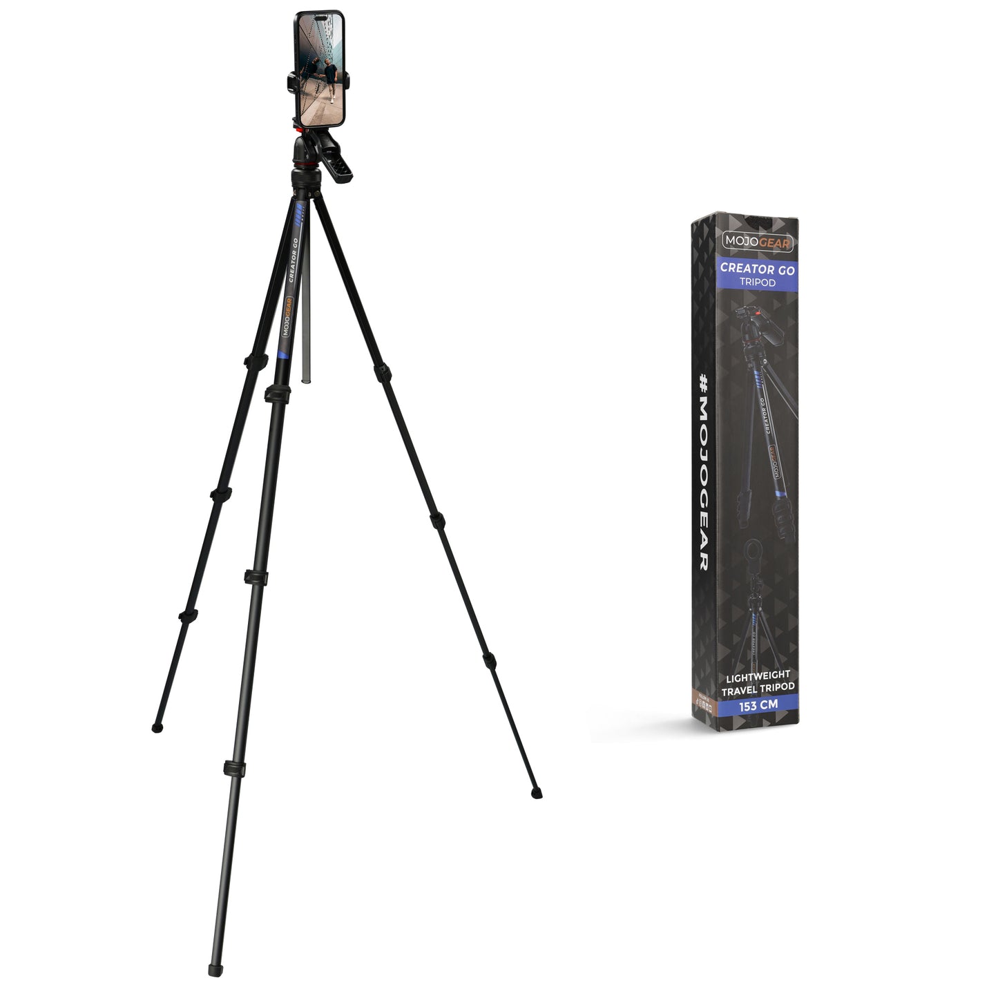 MOJOGEAR Creator GO KIT - Trépied de voyage léger avec rotule vidéo et fixation MagSafe 153 cm