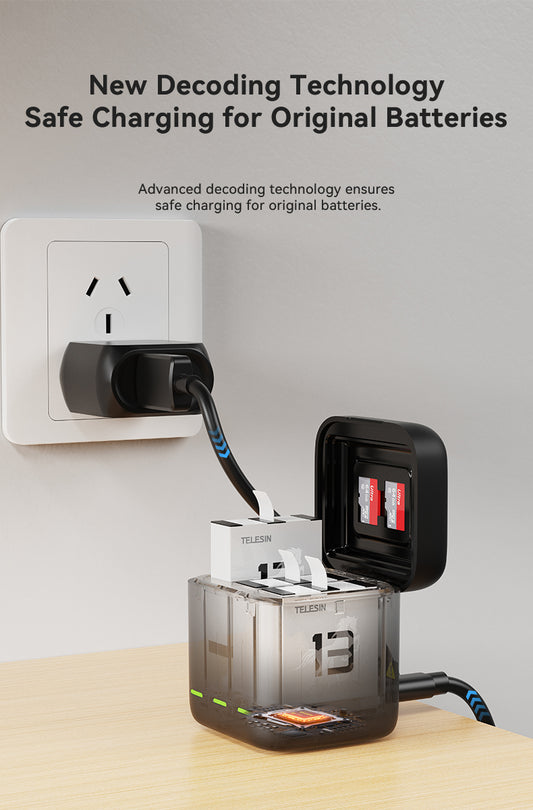 Telesin batterij oplaadbox voor GoPro Hero 13 - GoPro Accu's en opladers