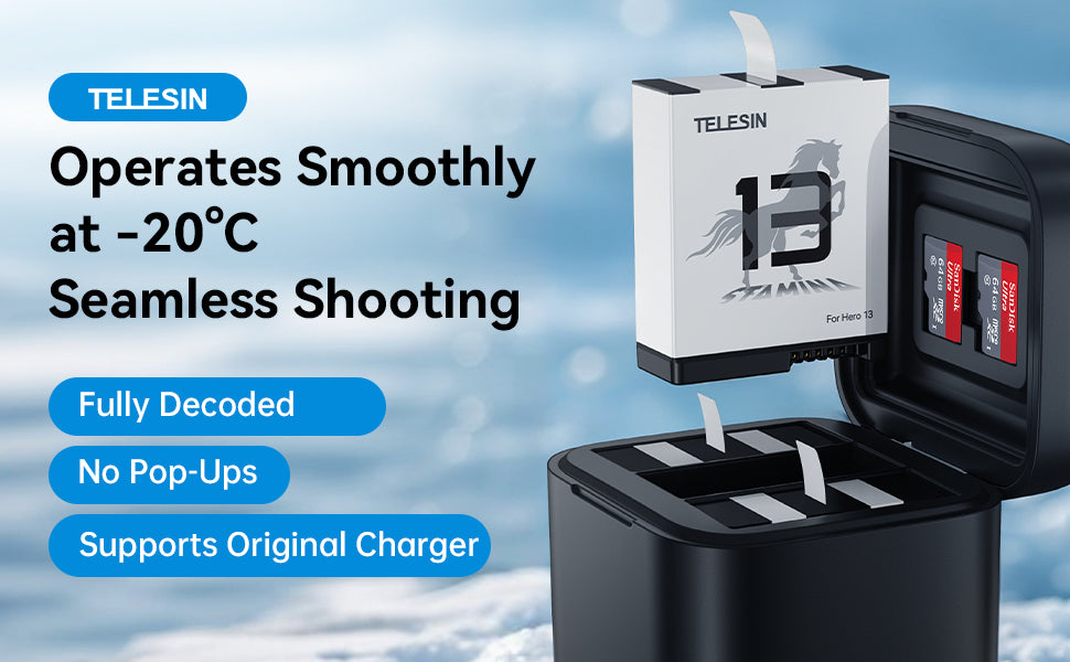 Telesin oplaadbare batterij voor GoPro 13 - 1950 mAh - GoPro Accu's en opladers