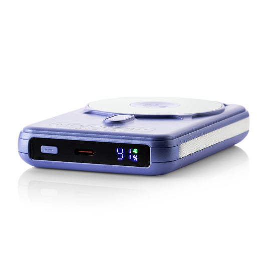 MOJOGEAR NovaMag All-in-1 Powerbank 10.000 mAh – Draadloos Qi2 & ingebouwde kabels – Paars - Powerbanks