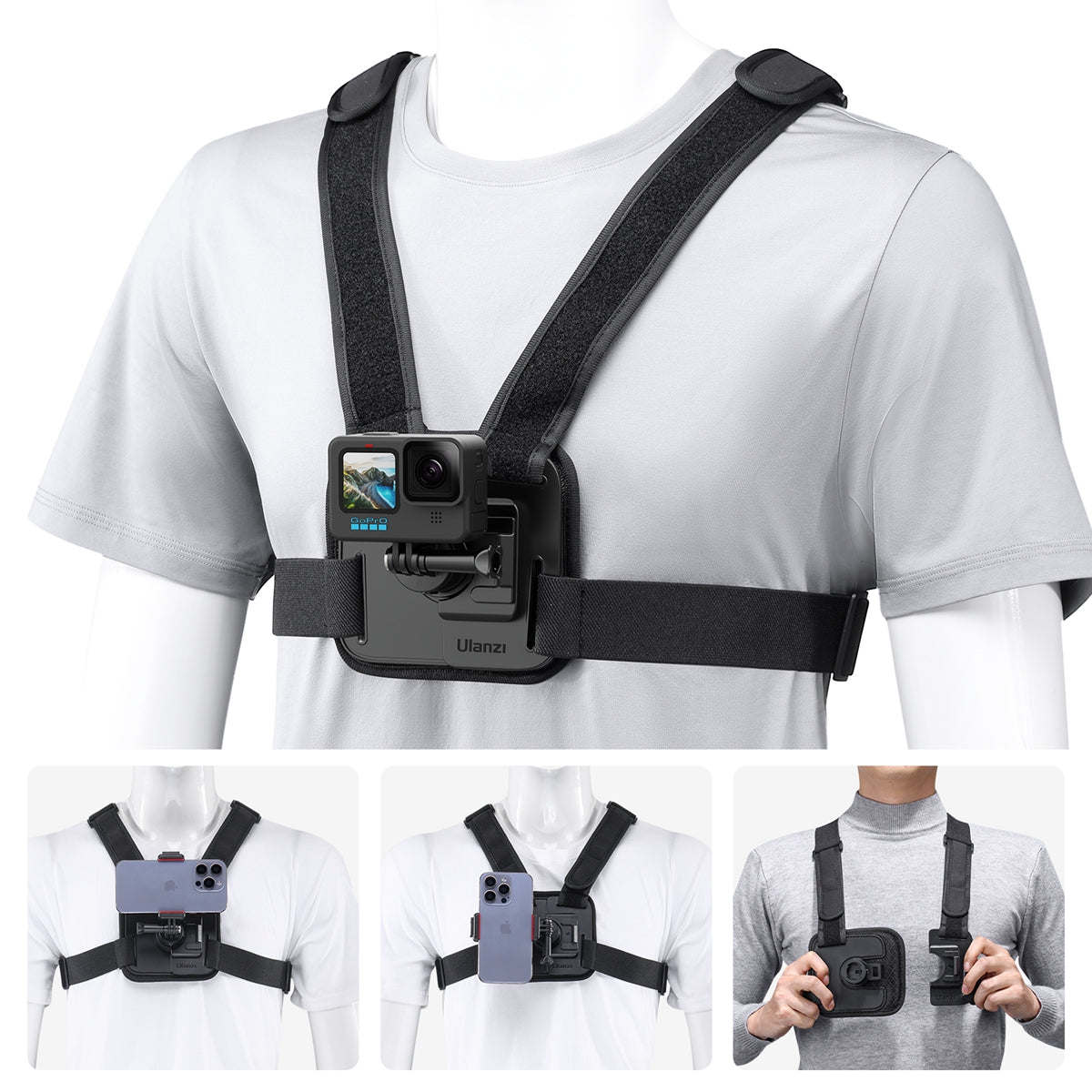 Ulanzi Go-Quick II Chest Mount voor action cam en smartphone - GoPro Mounts