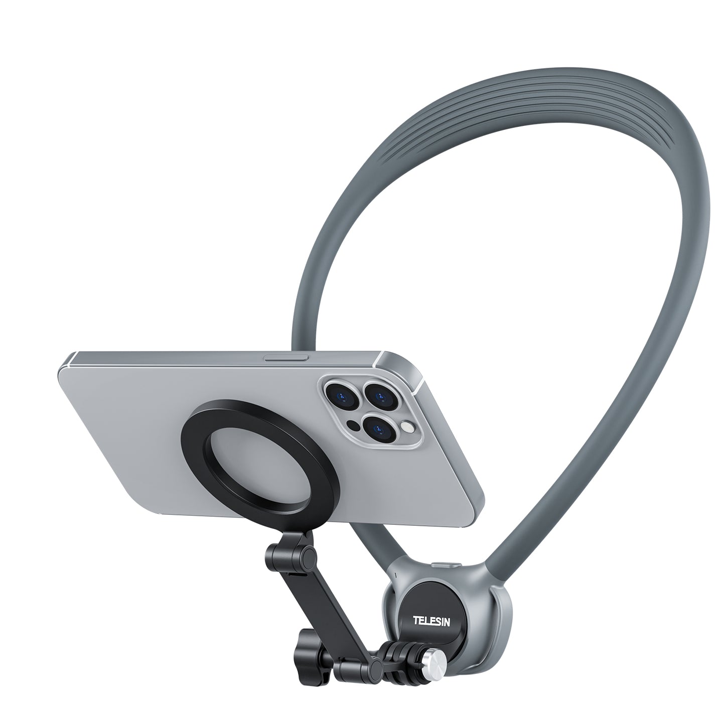 Telesin Neck Mount 360º Combo - GoPro & Smartphone - Grijs -