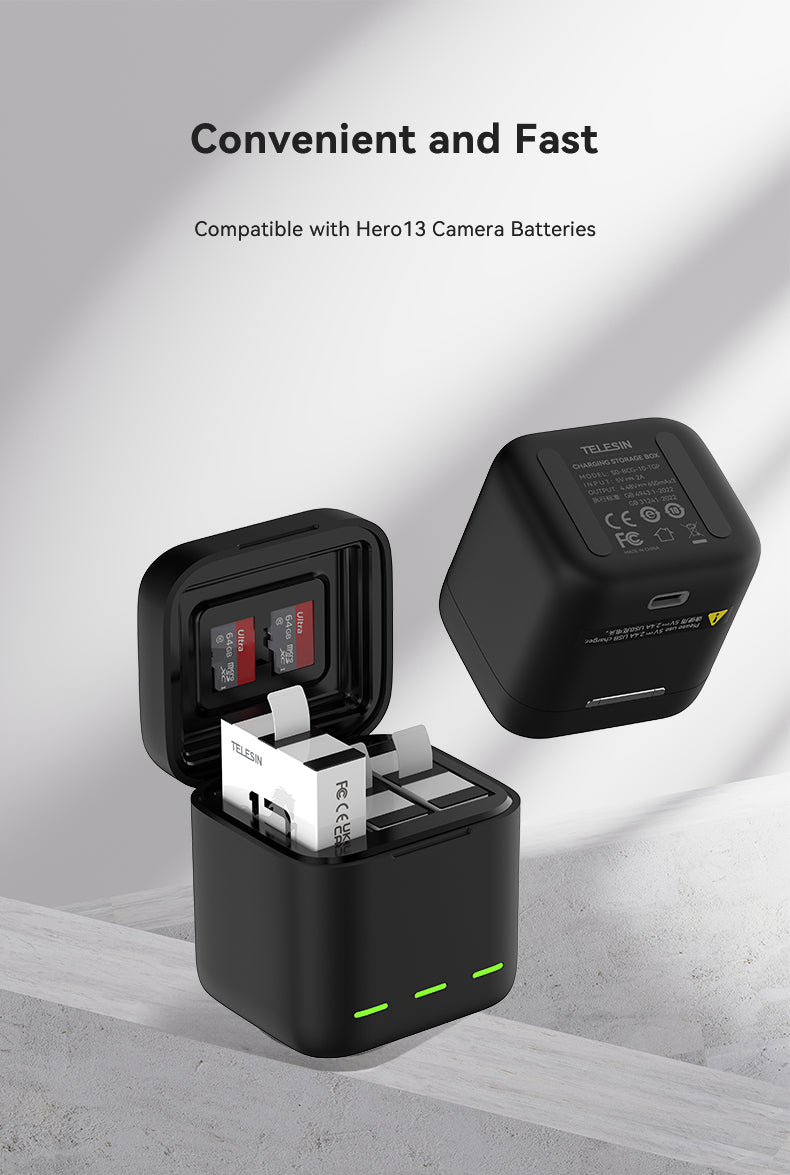 Telesin batterij oplaadbox voor GoPro Hero 13 - GoPro Accu's en opladers