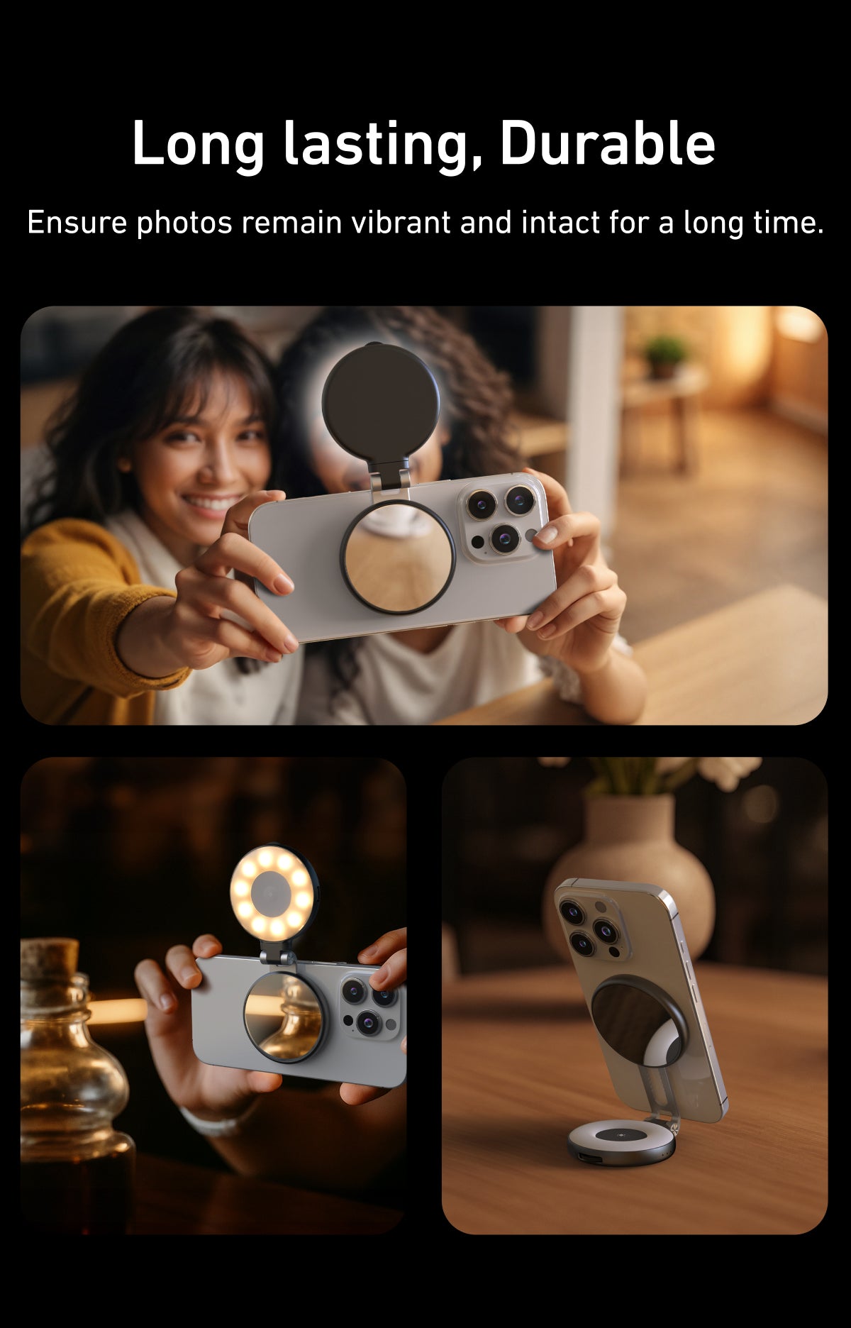 Telesin C03 Lumière à Selfie MagSafe rotative + miroir - Noir