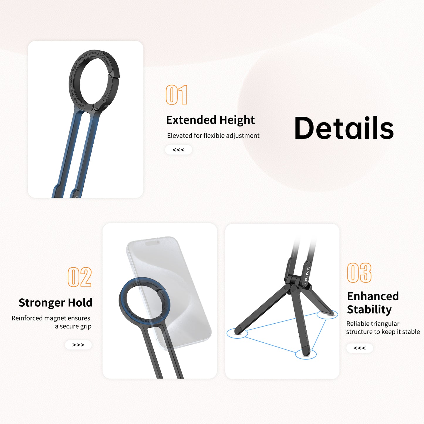 Ulanzi MA30 Mini Smartphone Statief Magnetisch met Karabijnhaak - Statieven en toebehoren