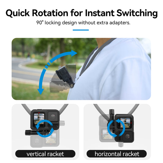 Telesin Neck Mount 360º Combo - GoPro & Smartphone - Grijs -