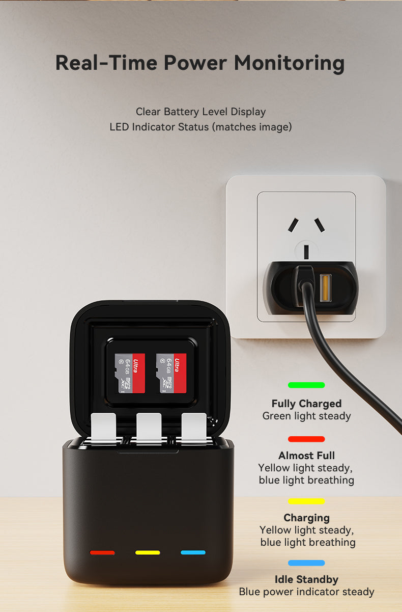 Telesin batterij oplaadbox voor GoPro Hero 13 - GoPro Accu's en opladers