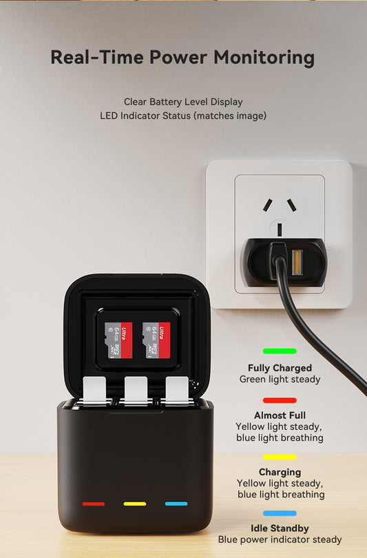 Telesin batterij oplaadbox voor GoPro Hero 13 - GoPro Accu's en opladers