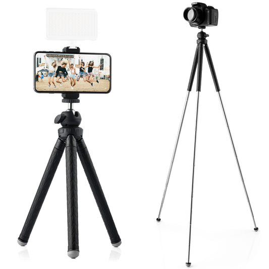 MOJOGEAR Telefoon statief met uitschuifbare poten tot 110cm - met premium telefoonhouder - Grote statieven