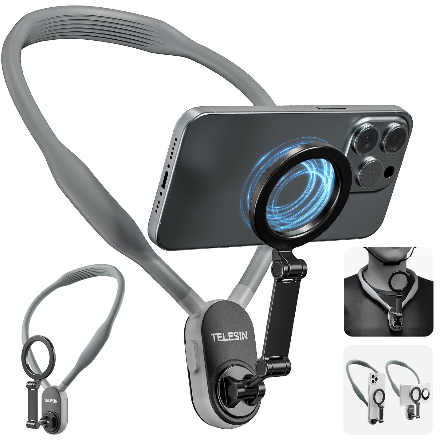 Telesin magnetische neck mount voor smartphone - Grijs - Telefoonhouders