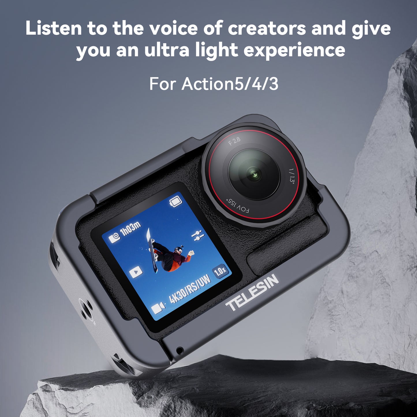 Telesin Cage en métal pour DJI Osmo Action 3/4/5