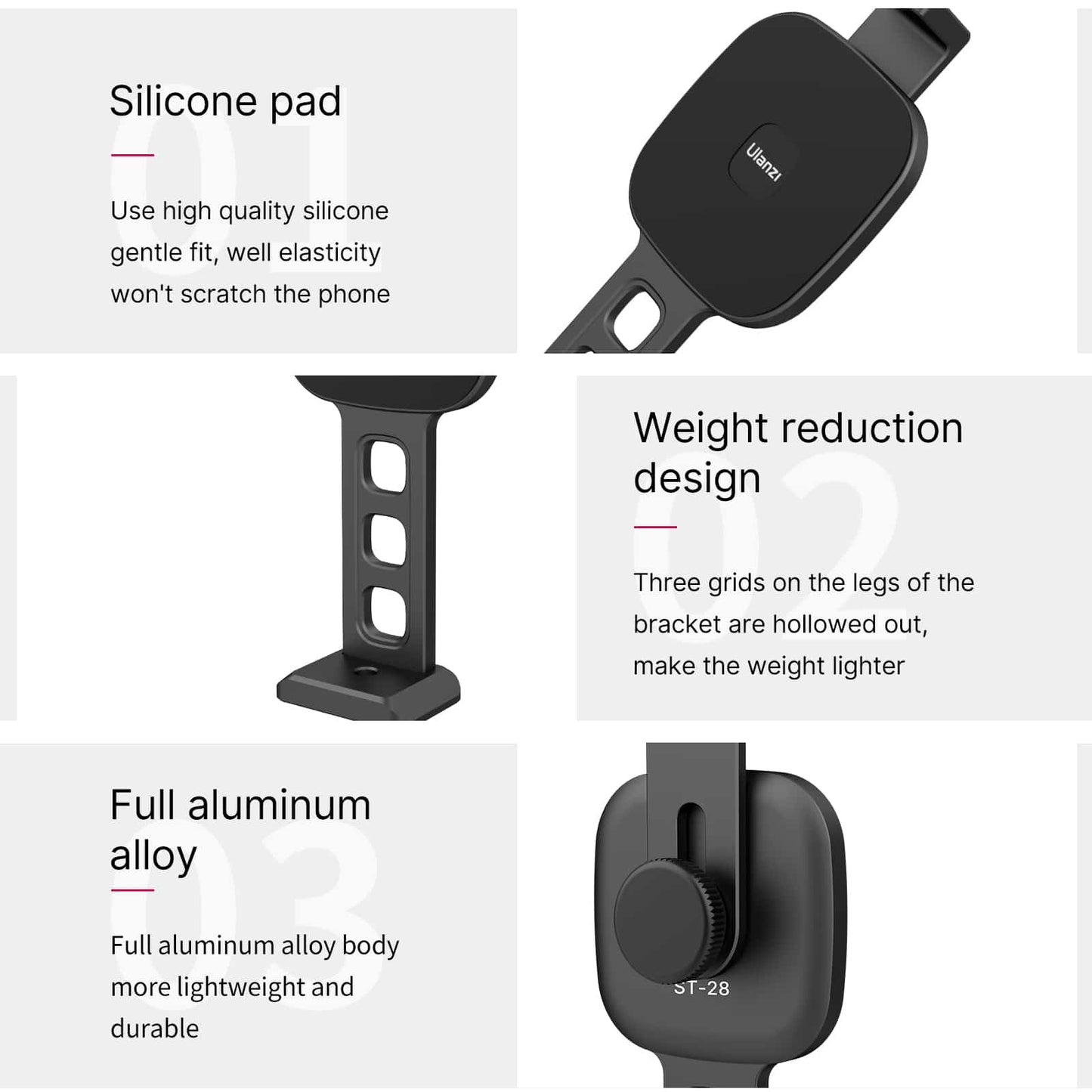 Ulanzi ST-28 Telefoonhouder voor statief Magnetisch (MagSafe compatibel) - Telefoonhouders