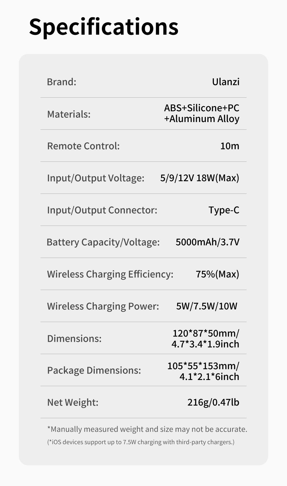Ulanzi MA45 MagSafe telefoon Grip met ingebouwde 5000mAh powerbank - Telefoonhouders