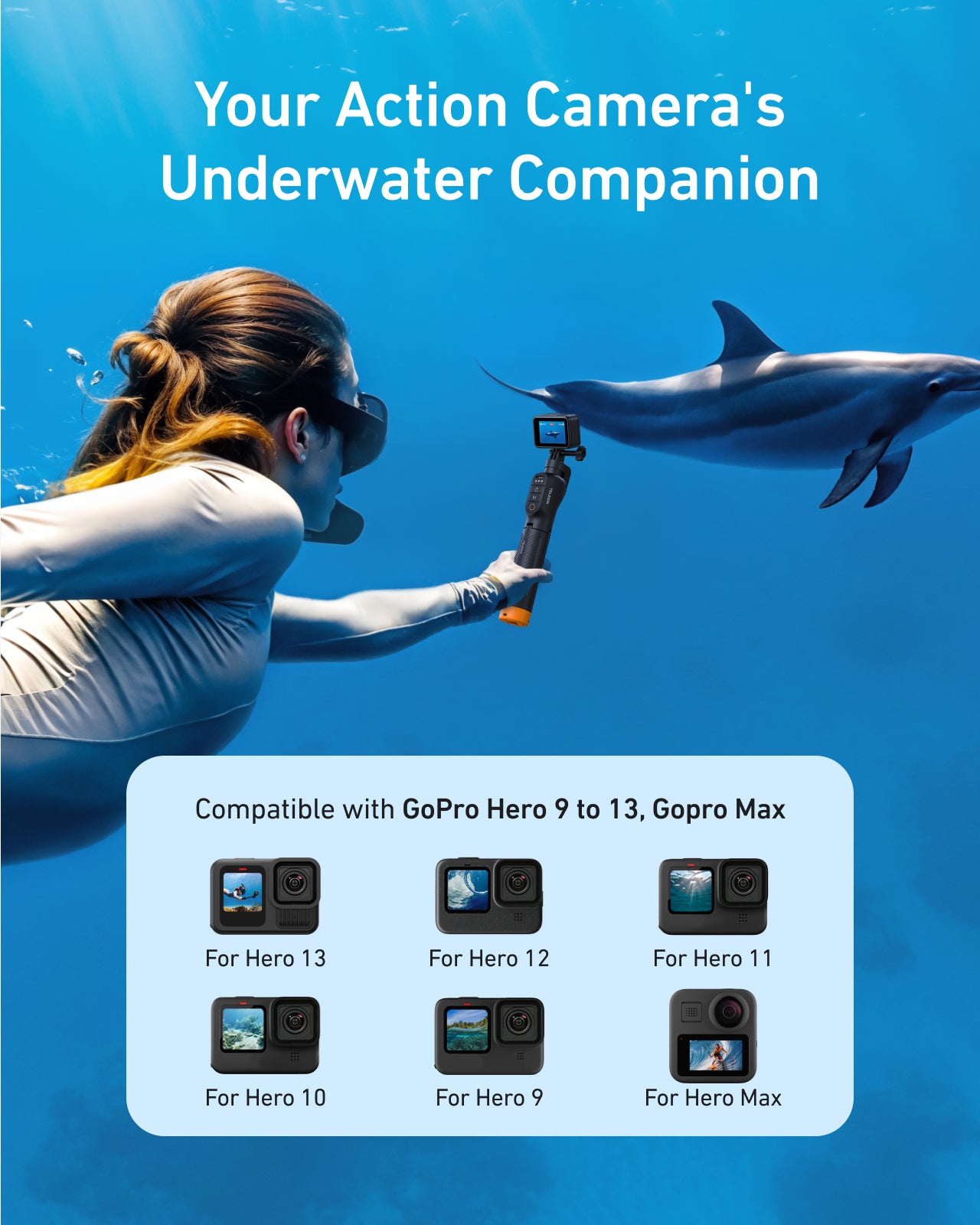 Telesin Onderwater Selfiestick Statief met remote voor GoPro -