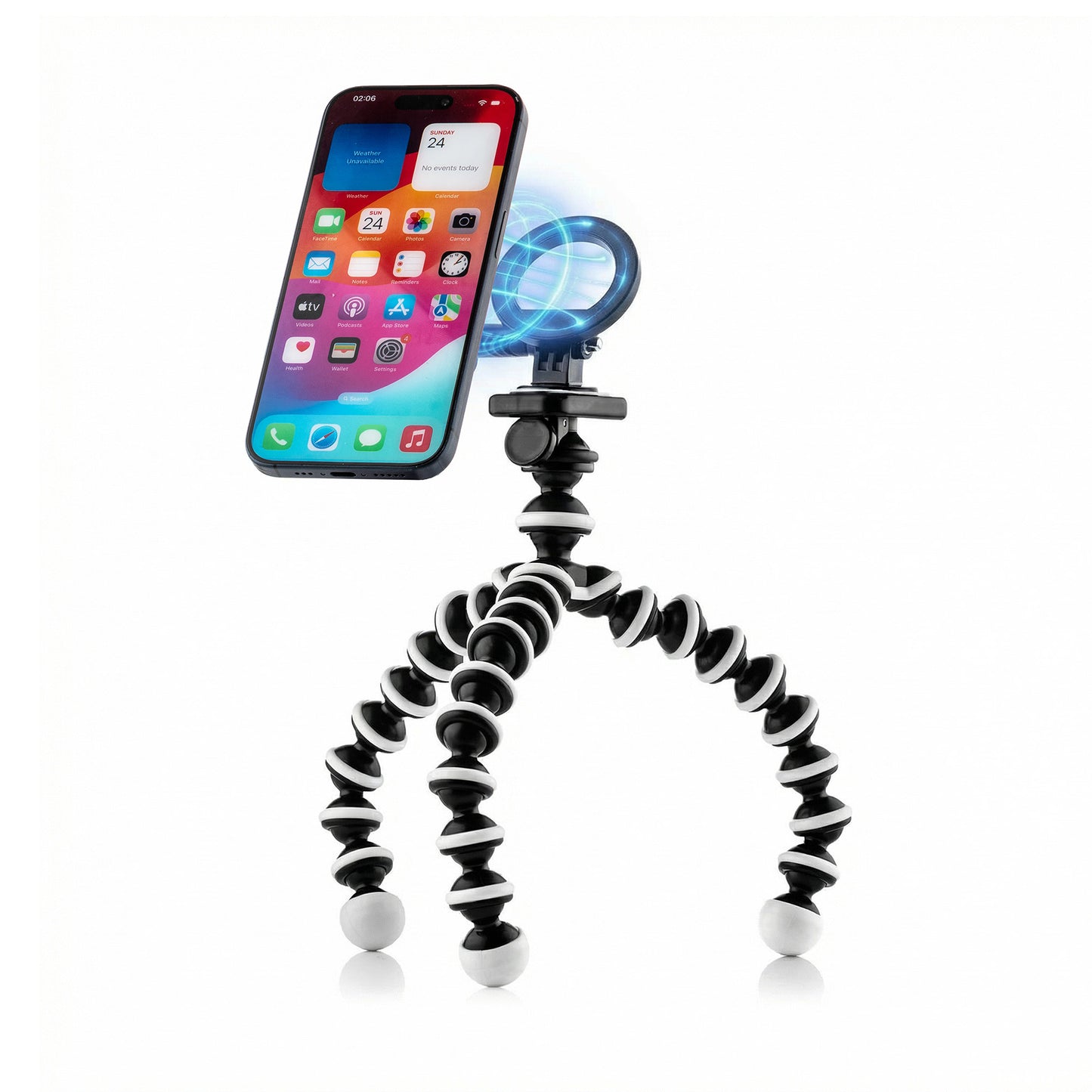 Mini trépied flexible avec pieds extra-flexibles - Taille moyenne - Support magnétique pour téléphone