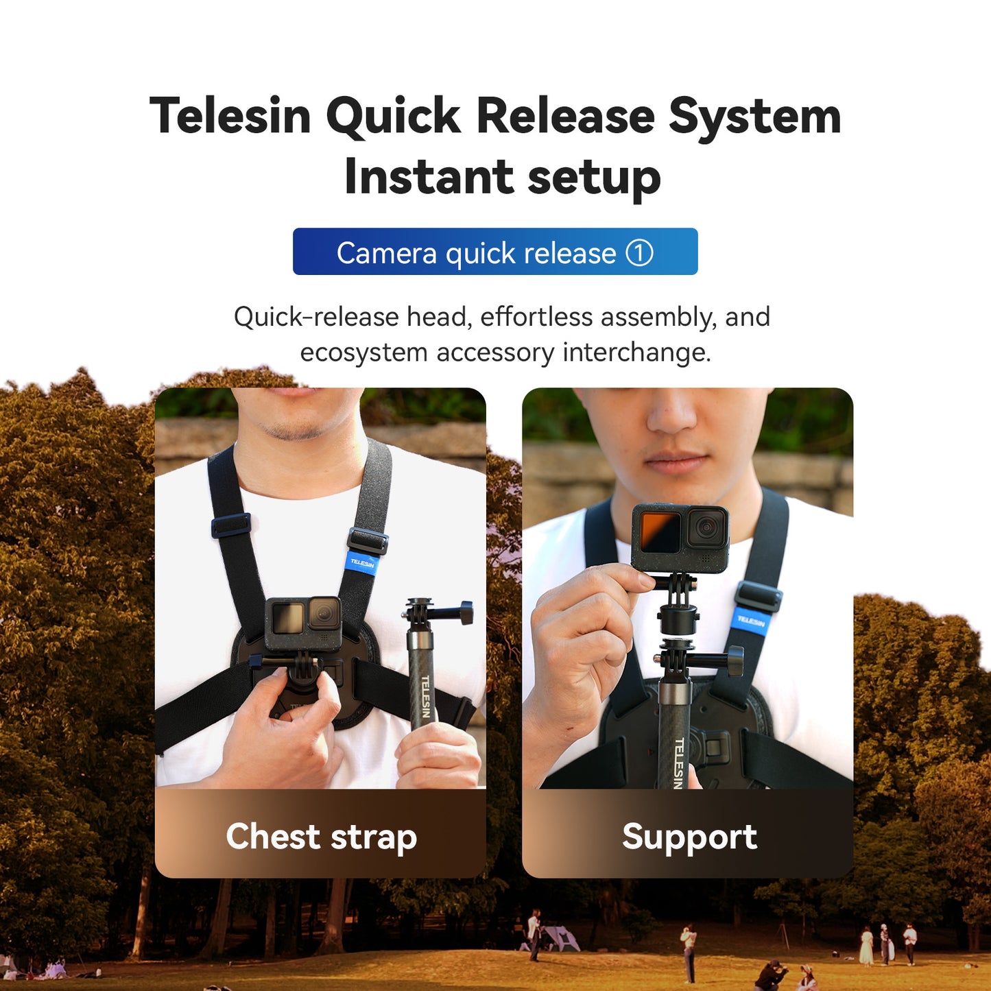 Telesin Quick Release Chest Mount voor GoPro, Osmo Action & Insta360 - GoPro Mounts