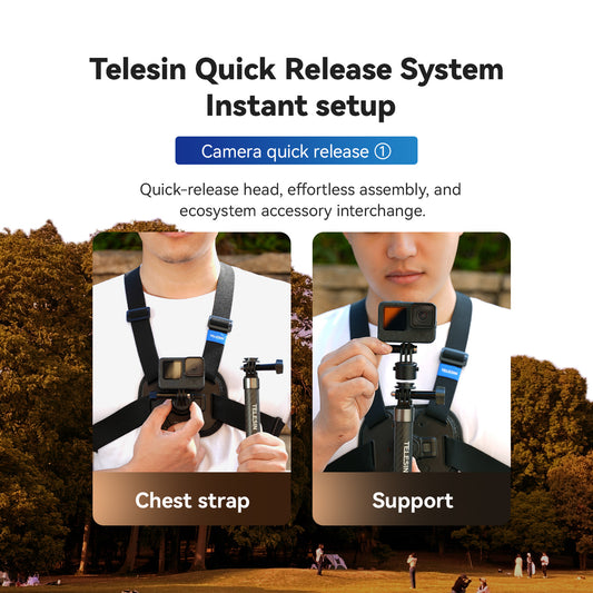 Telesin Quick Release Chest Mount voor GoPro, Osmo Action & Insta360 - GoPro Mounts