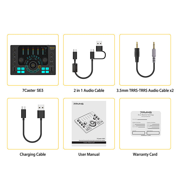 7RYMS 7CasterSE3 voor Podcast, Streaming, Gaming en Muziek - Met 2x XLR - Microfoonaccessoires