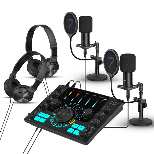 7RYMS Podcast Kit Duo - Caster, 2x microfoon, 2x koptelefoon - Microfoonaccessoires