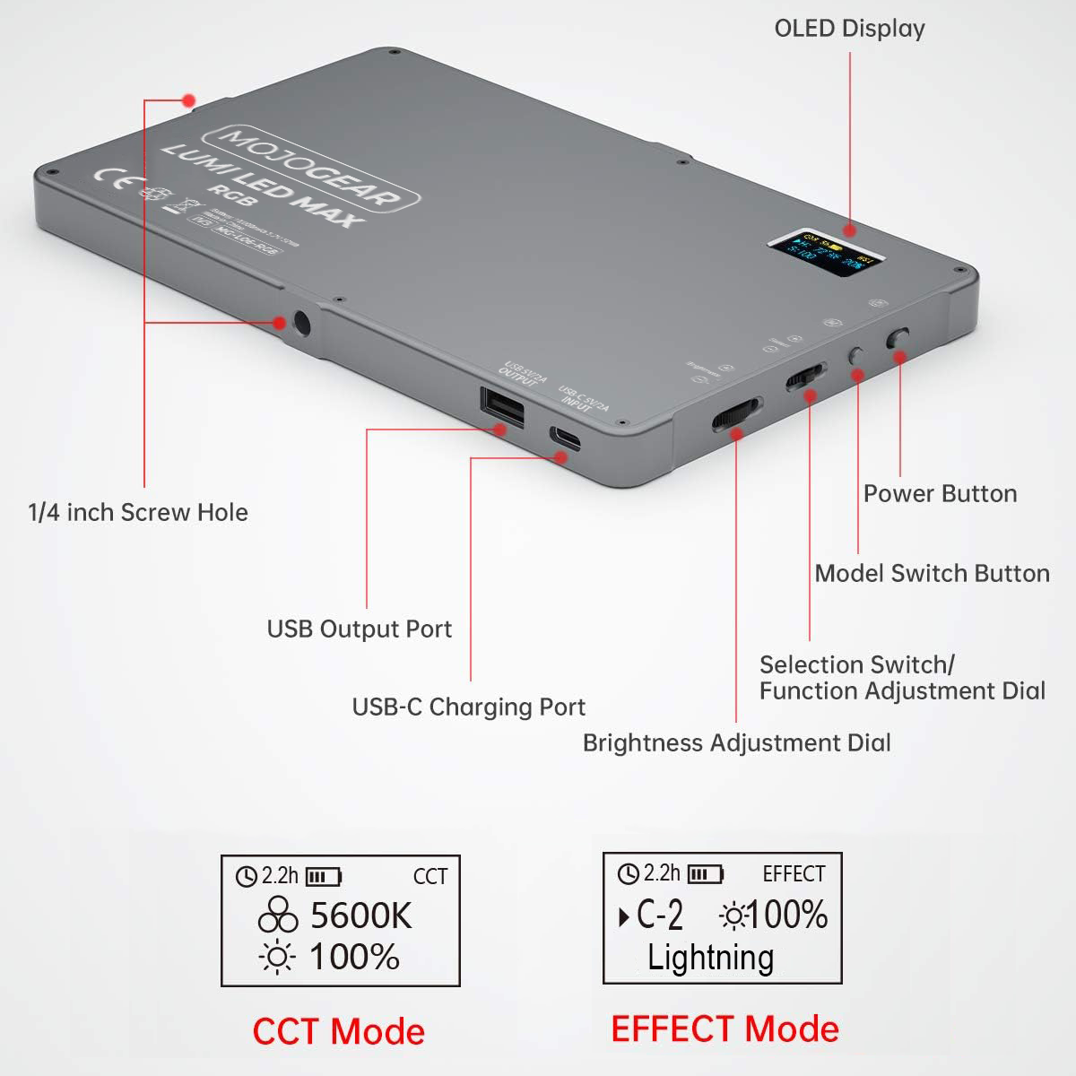 MOJOGEAR Lumi Bicolor LED-lamp 18.5W - Max - Cameralampen