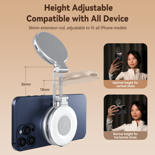 Telesin C03 MagSafe Selfie Light met spiegel – Zilver - Videoverlichting