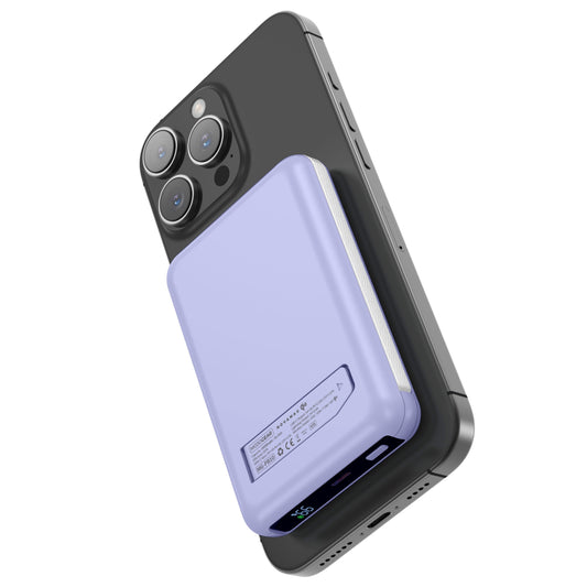 MOJOGEAR NovaMag All-in-1 Powerbank 10.000 mAh – Draadloos Qi2 & ingebouwde kabels – Paars - Powerbanks