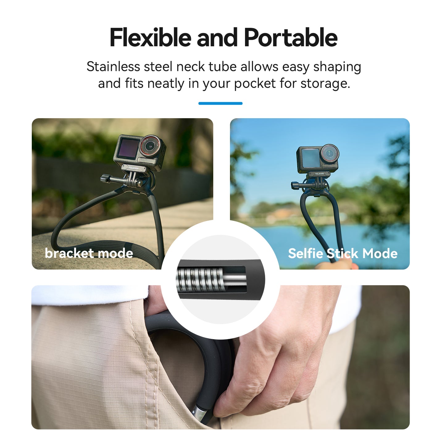 Telesin Neck Mount 360º Combo - GoPro & Smartphone - Zwart - GoPro Mounts