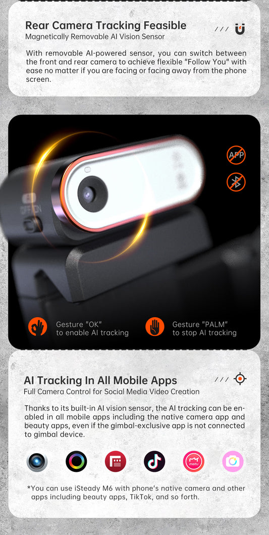 Hohem iSteady M6 Kit - premium gimbal met lampje & AI-sensor - Gimbals