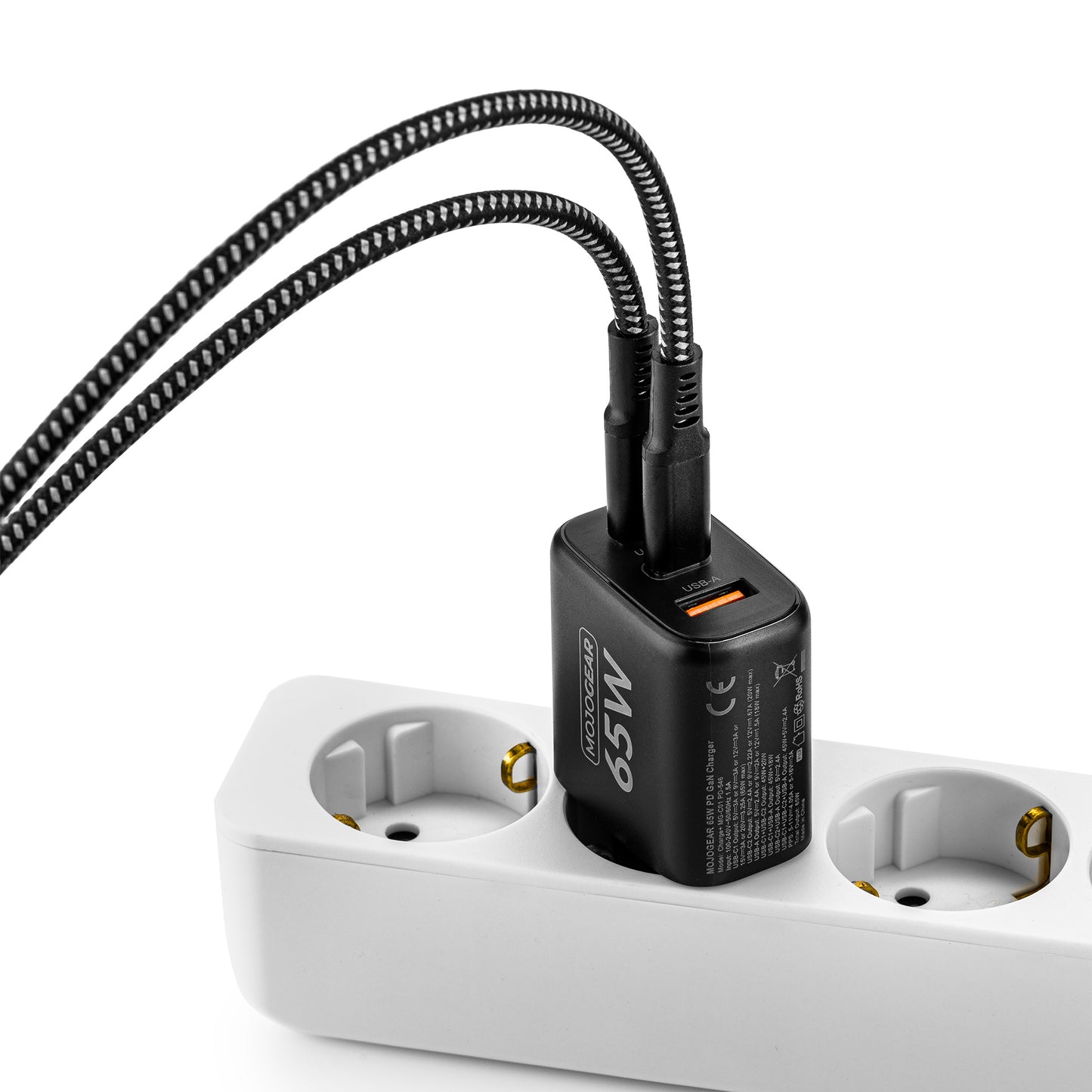 MOJOGEAR CHARGE+ 65W snellader met USB-C naar USB-C kabel 3 meter - Opladers