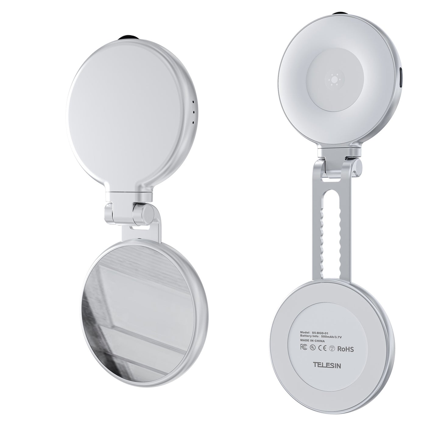 Telesin C03 MagSafe Selfie Light met spiegel – Zilver - Videoverlichting