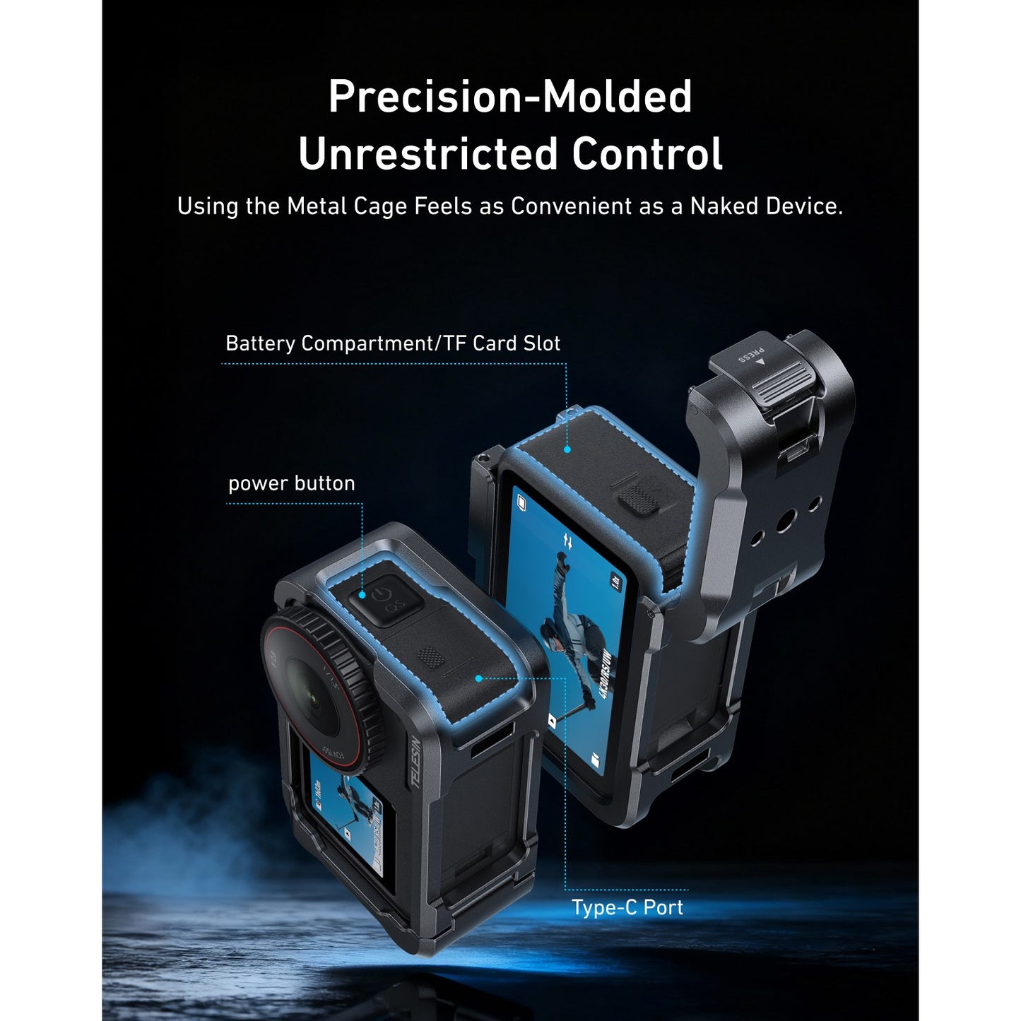 Telesin Cage en métal pour DJI Osmo Action 6 - Grise