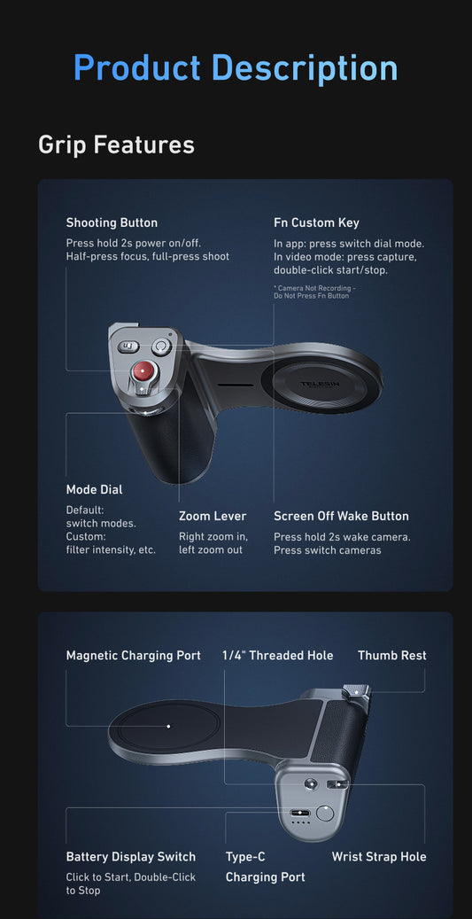 Telesin Master Grip voor iPhone 17 Pro Max - Standard Kit - Handgrips