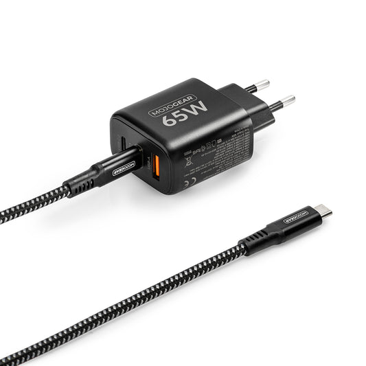 MOJOGEAR CHARGE+ 65W snellader met USB-C naar USB-C kabel 3 meter - Opladers