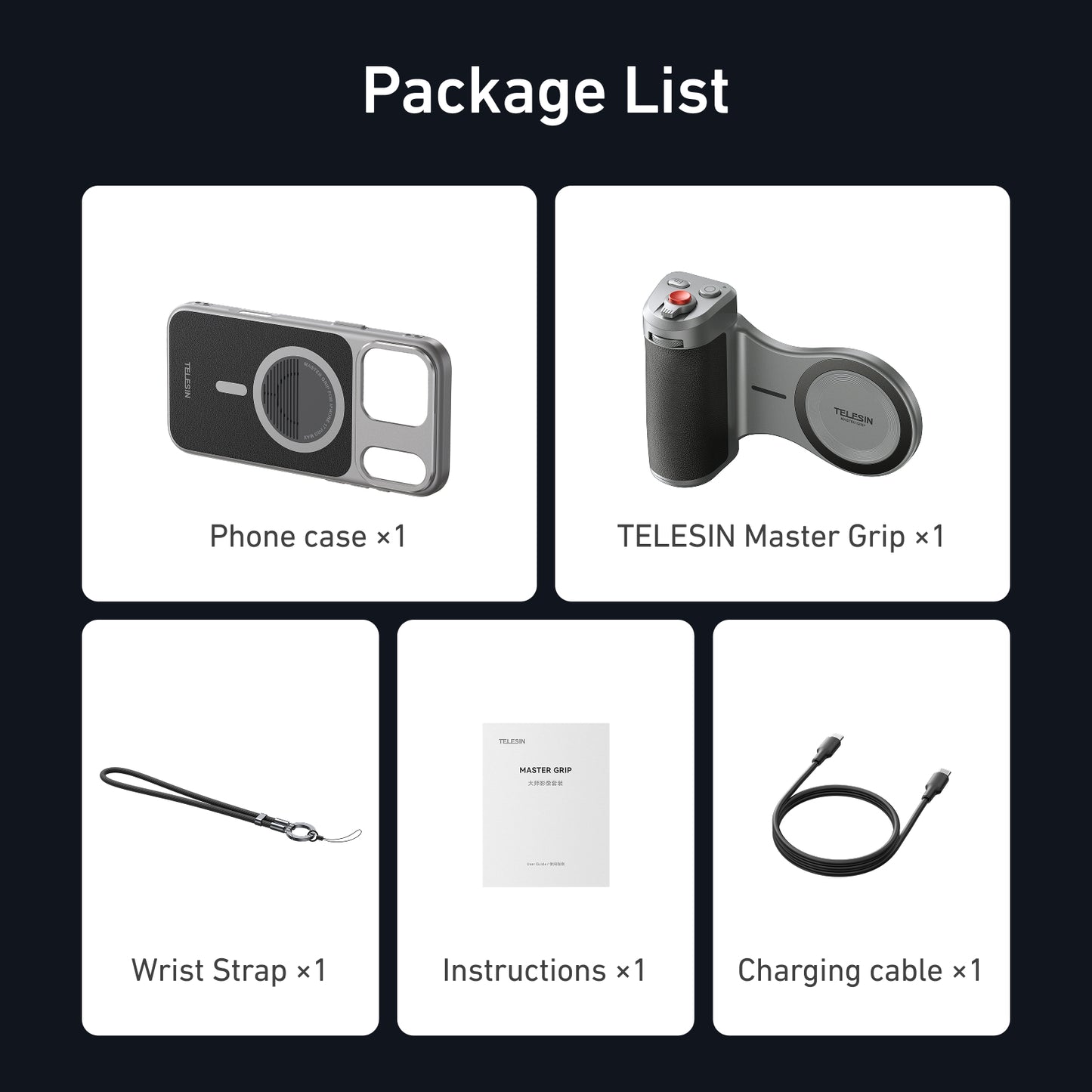 Telesin Master Grip voor iPhone 17 Pro Max - Standard Kit - Handgrips