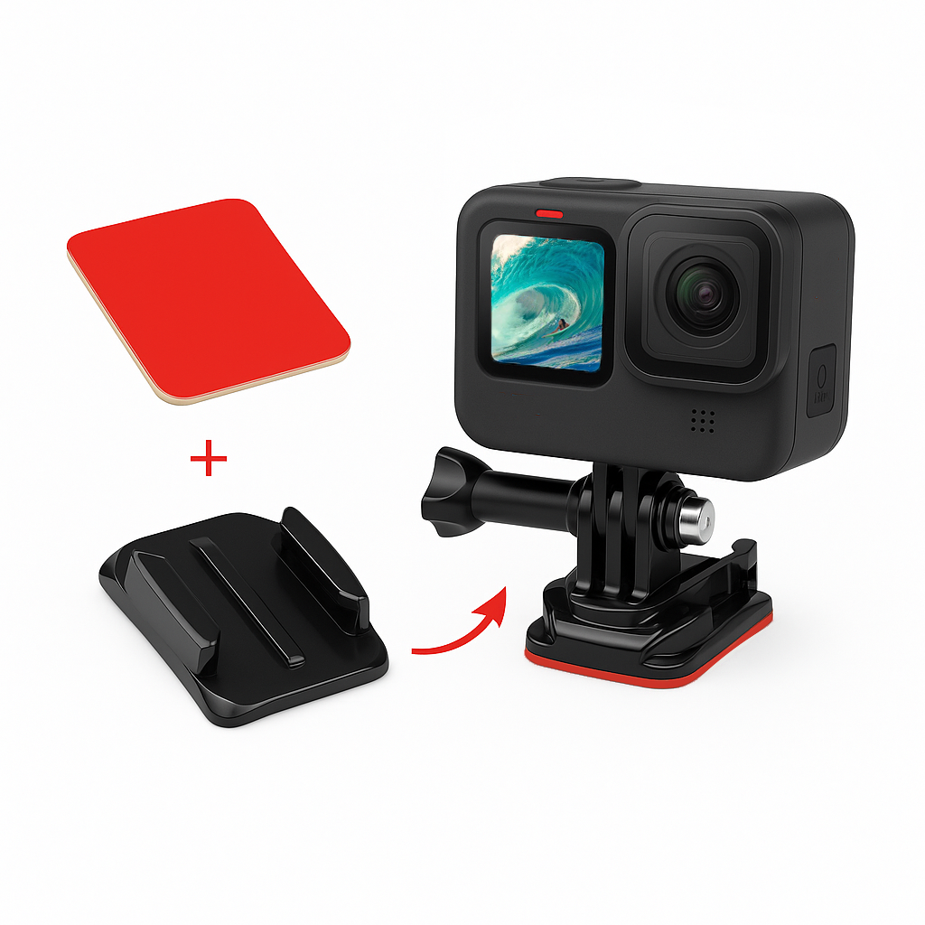 MOJOGEAR Action Camera Mount set Zelfklevend (recht+gebogen) - GoPro-accessoires