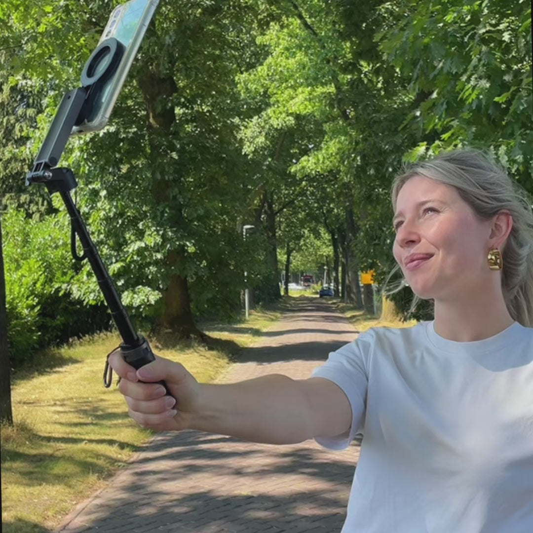 Perche à selfie miniature MOJOGEAR TS2 6-en-1 avec trépied et support magnétique pour téléphone - Noir