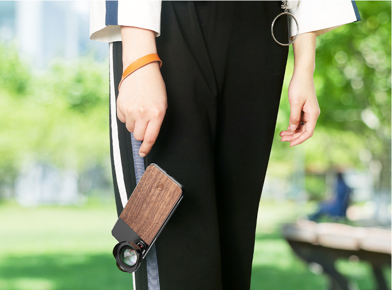 MOJOGEAR 17mm lens case voor iPhone 13 en 14 - Echt Hout - Beschermhoezen