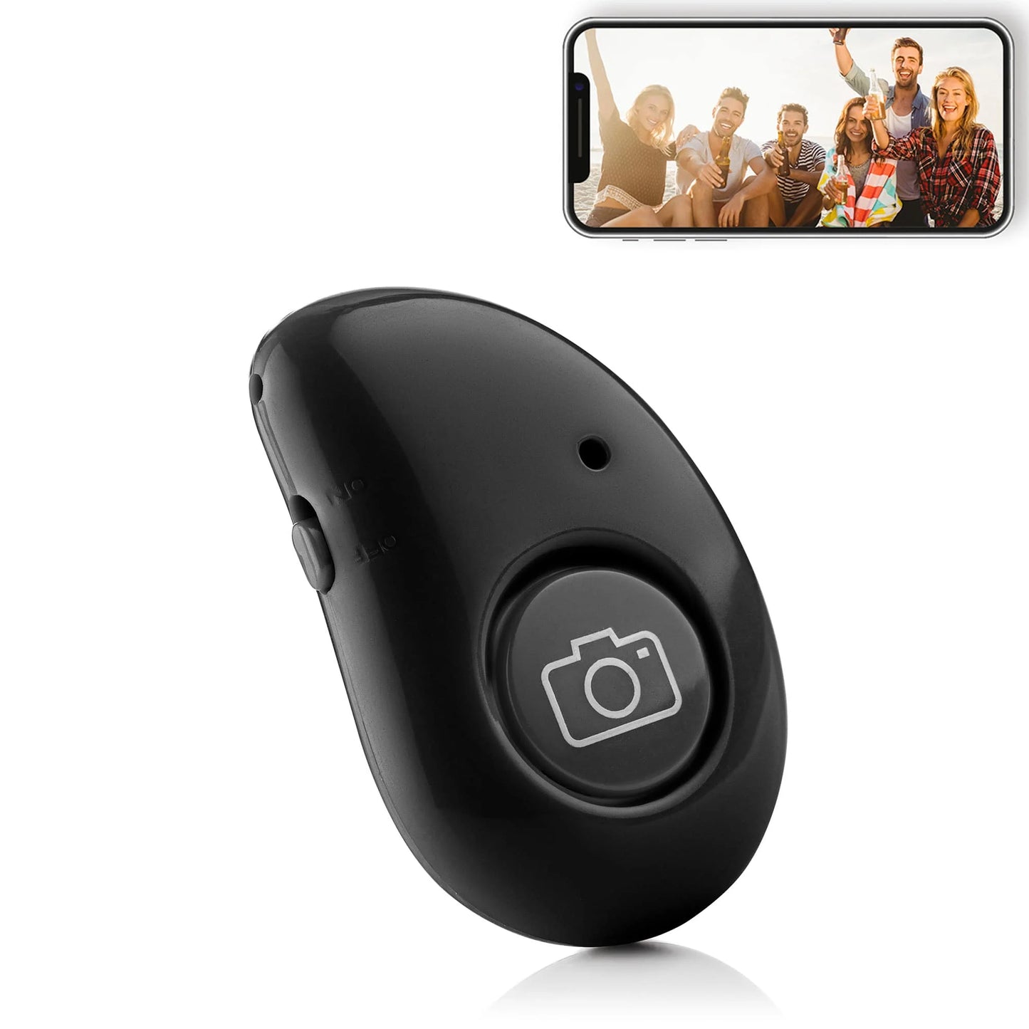Bluetooth remote shutter afstandsbediening voor smartphone camera – verschillende kleuren - Zwart - Bluetooth remotes